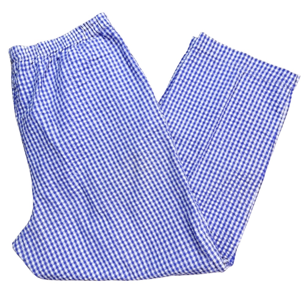Spring Coastal Cottagecore Purple Gingham Plaid Pants Sz Large